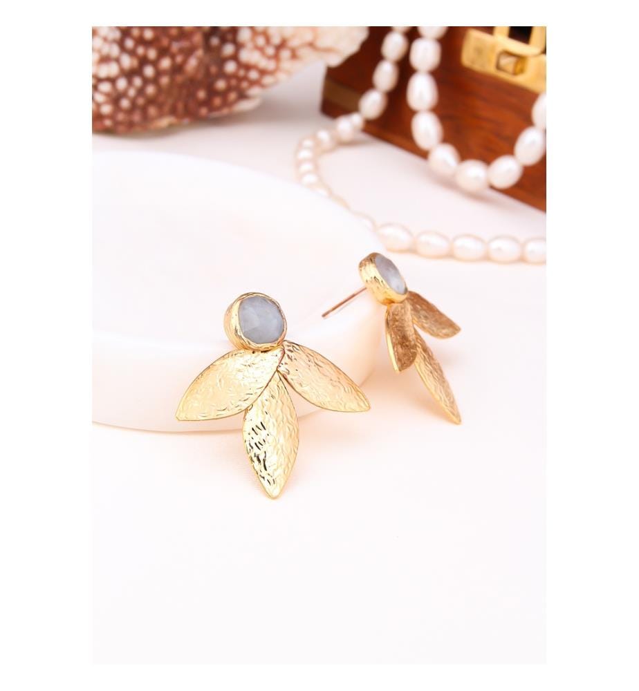 Boucles d'Oreilles Pierre de Lune - Blanc