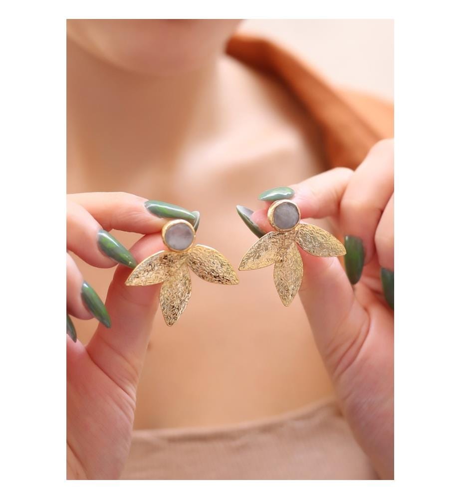 Boucles d'Oreilles Pierre de Lune - Blanc