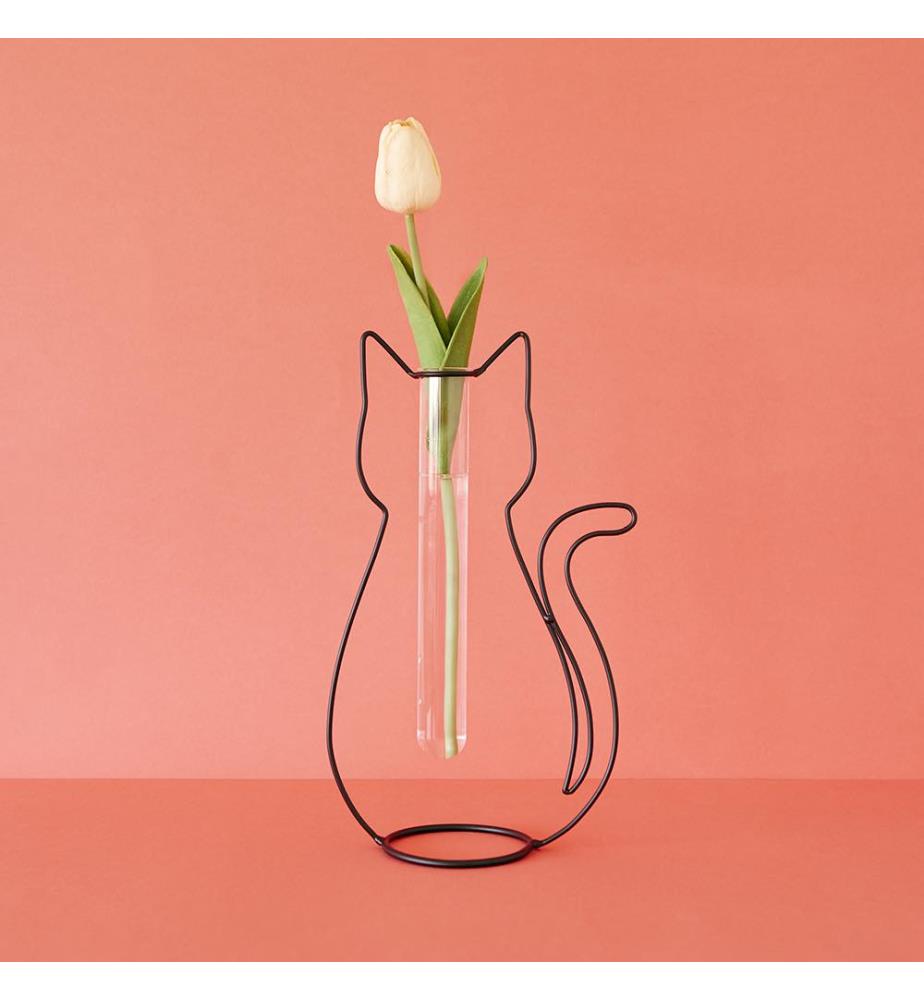 Vase Silhouette de Chat - Schwarz