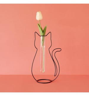 Vase Silhouette de Chat - Schwarz