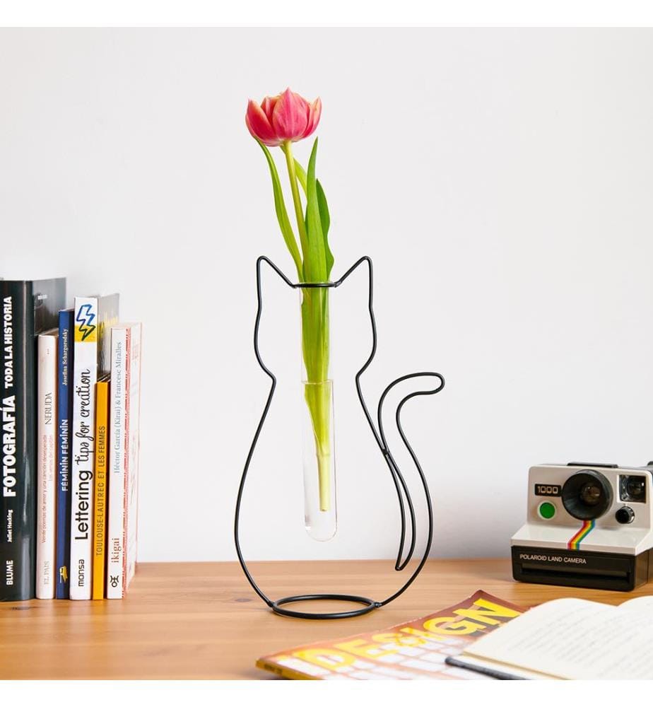 Vase Silhouette de Chat - Schwarz