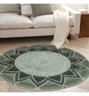 Teppich, grün, 70 % Baumwolle – 30 % Polyester – 110 x 110 cm