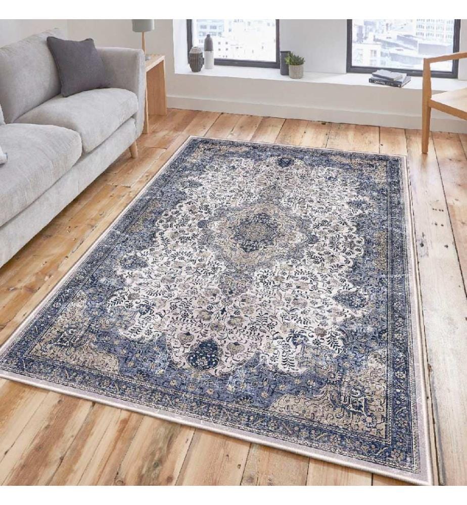Teppich, Creme, Grau, Beige, 100% Baumwolle, 120 x 180 cm