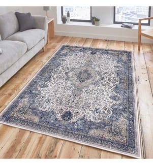 Teppich, Creme, Grau, Beige, 100% Baumwolle, 120 x 180 cm