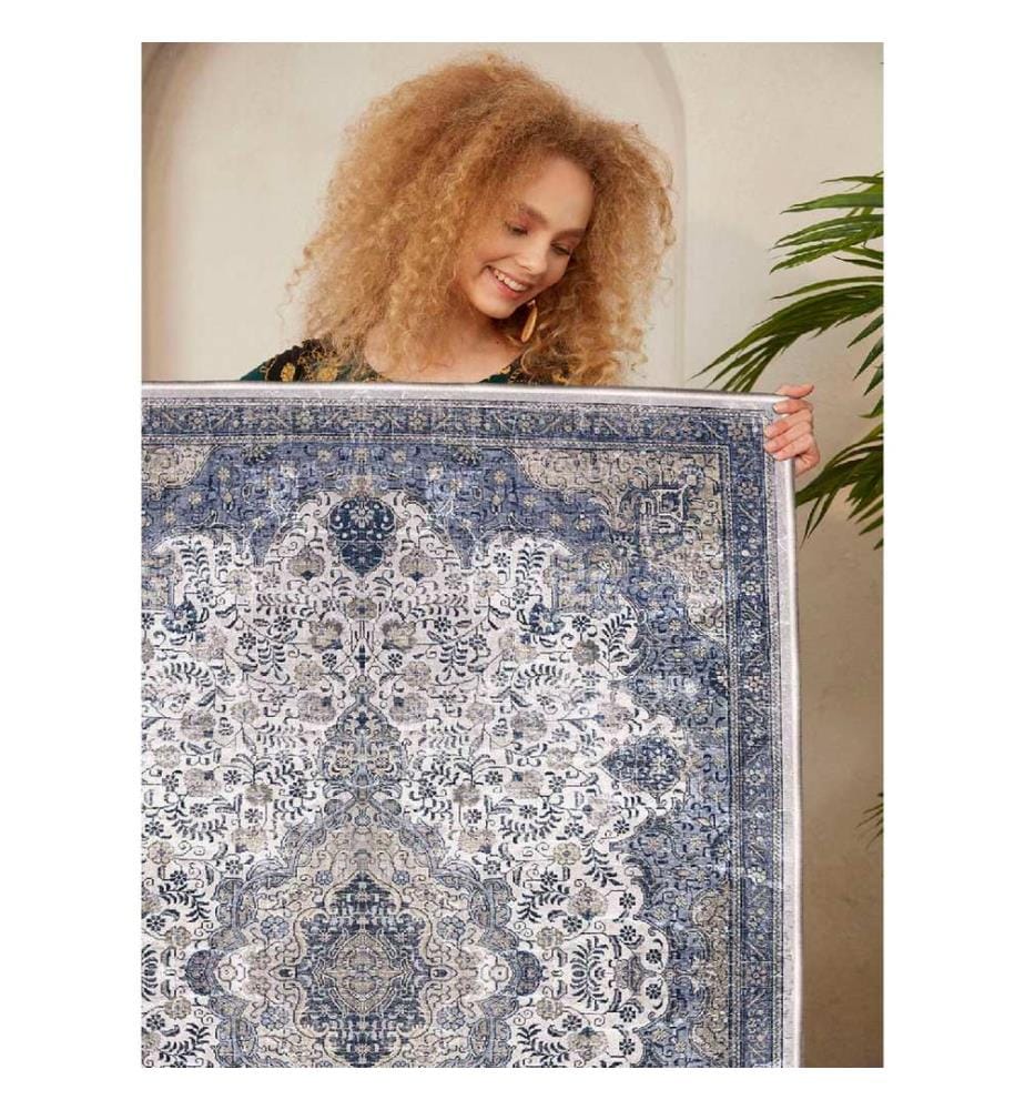 Teppich, Creme, Grau, Beige, 100% Baumwolle, 120 x 180 cm