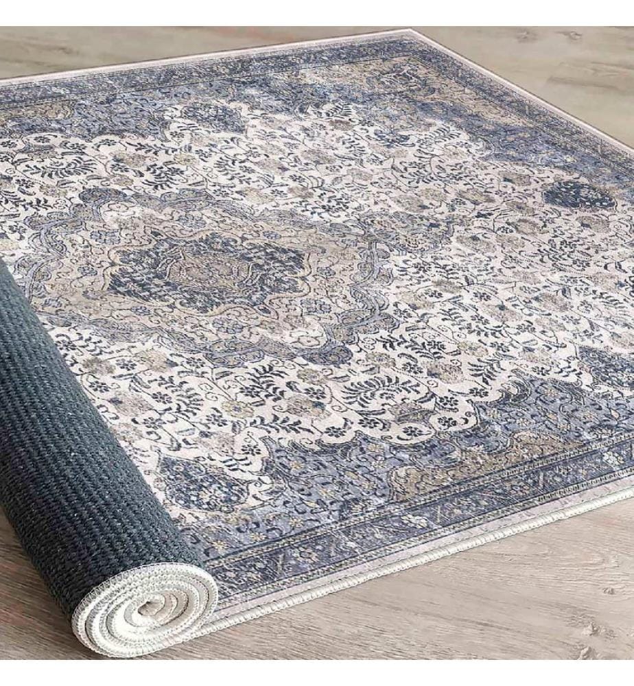 Teppich, Creme, Grau, Beige, 100% Baumwolle, 120 x 180 cm