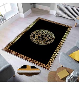 Teppich, Gold, Schwarz, 100% Polyester, 80 x 150 cm