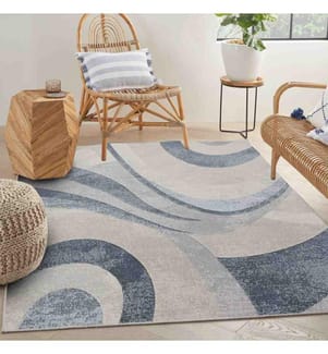 Teppich, Blau, 70% Baumwolle - 30% Polyester, 120 x 180 cm