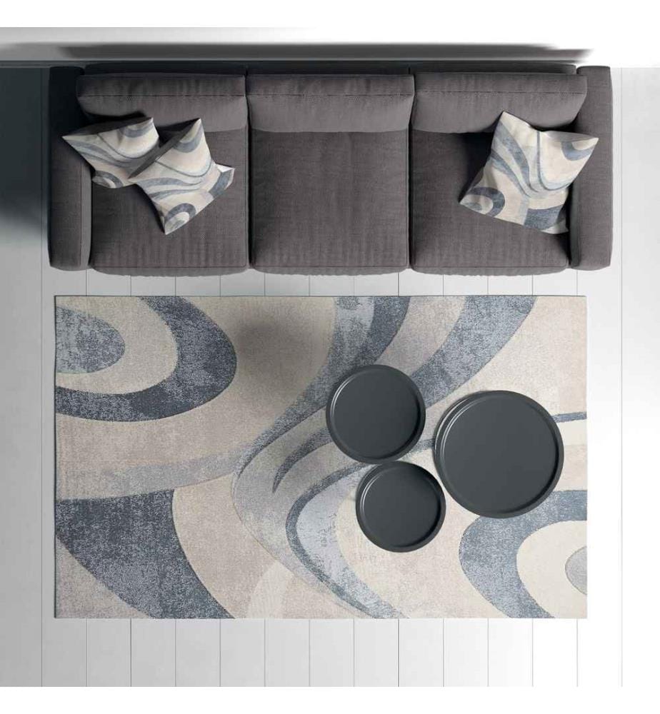 Teppich, Blau, 70% Baumwolle - 30% Polyester, 120 x 180 cm