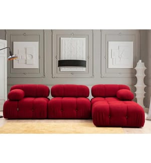 Canapé d'Angle, rouge, cadre en hêtre - aggloméré, tissu polyester