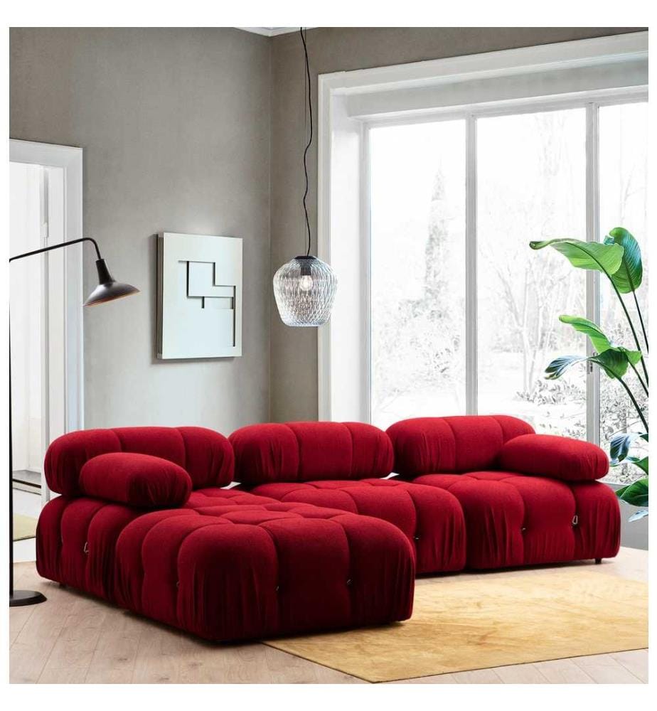 Canapé d'Angle, rouge, cadre en hêtre - aggloméré, tissu polyester