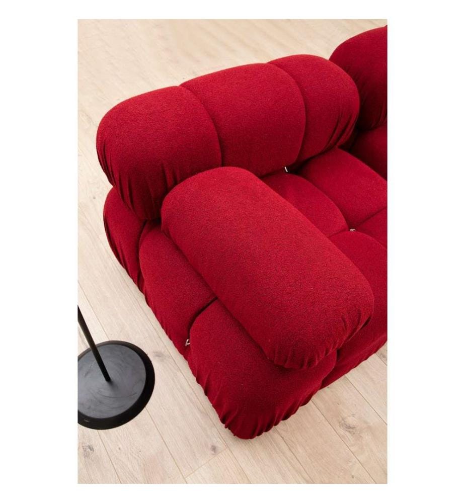 Canapé d'Angle, rouge, cadre en hêtre - aggloméré, tissu polyester