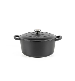 Cocotte Rund Latt 26x12 cm - 4,8 L - Schwarz emailliertes Gusseisen