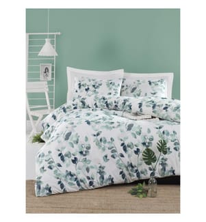 Super-King-Bettwäscheset, Grün, Weiss, Schwarz, 65 % Baumwolle / 35 % Polyester
