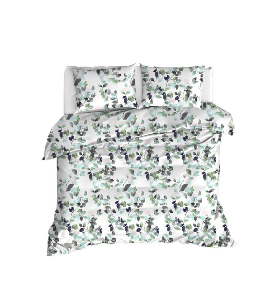 Super-King-Bettwäscheset, Grün, Weiss, Schwarz, 65 % Baumwolle / 35 % Polyester