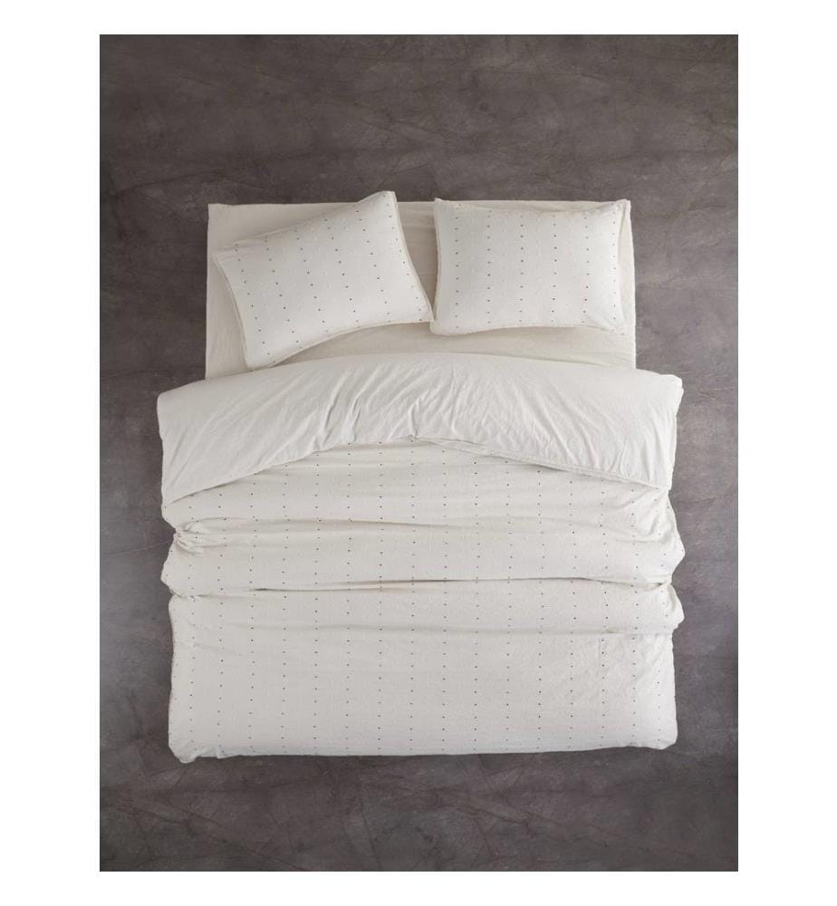 Ranforce King Quilt Cover Set , Cream, Black