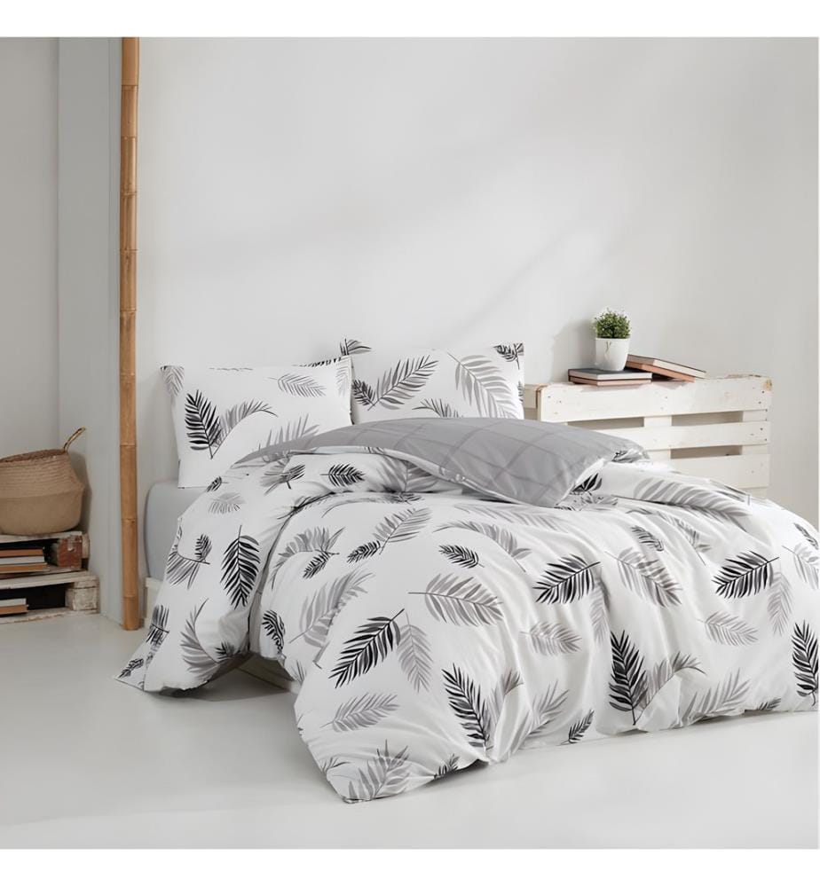 Ensemble de housse de couette Ranforce King - Gris Blanc