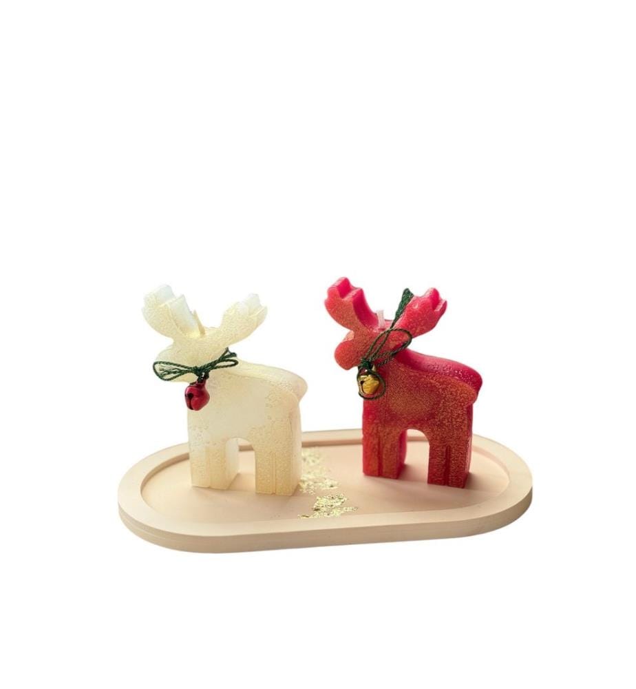 Ensemble de bougies, 3 pièces, rouge, blanc, 100 % BÉTON