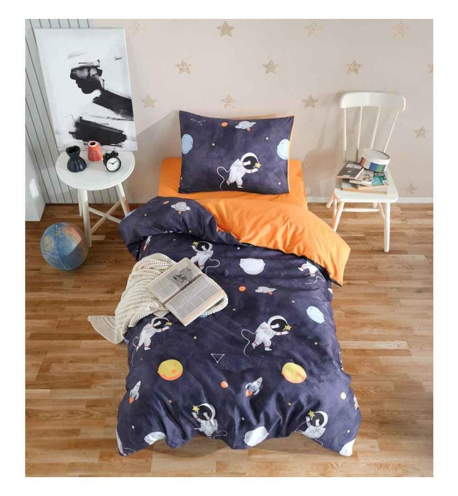 Housse de couette simple, bleu foncé, 65% coton - 35% polyester