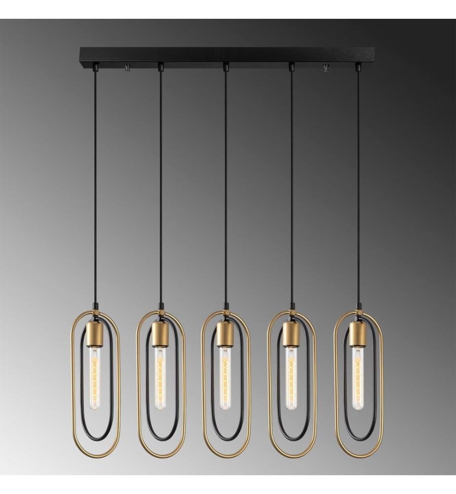 Lustre, noir, or, corps en métal
