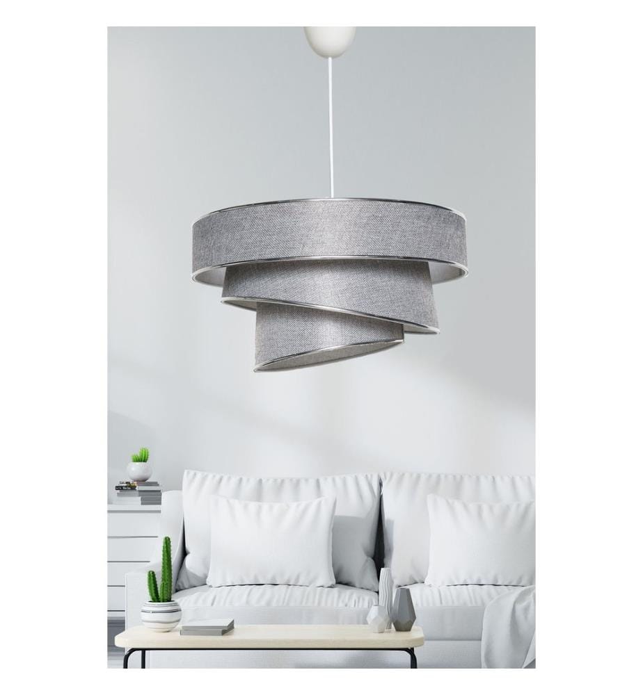 Lustre, gris argent, corps en métal, capuchon en coton