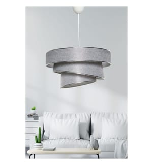 Lustre, gris argent, corps en métal, capuchon en coton