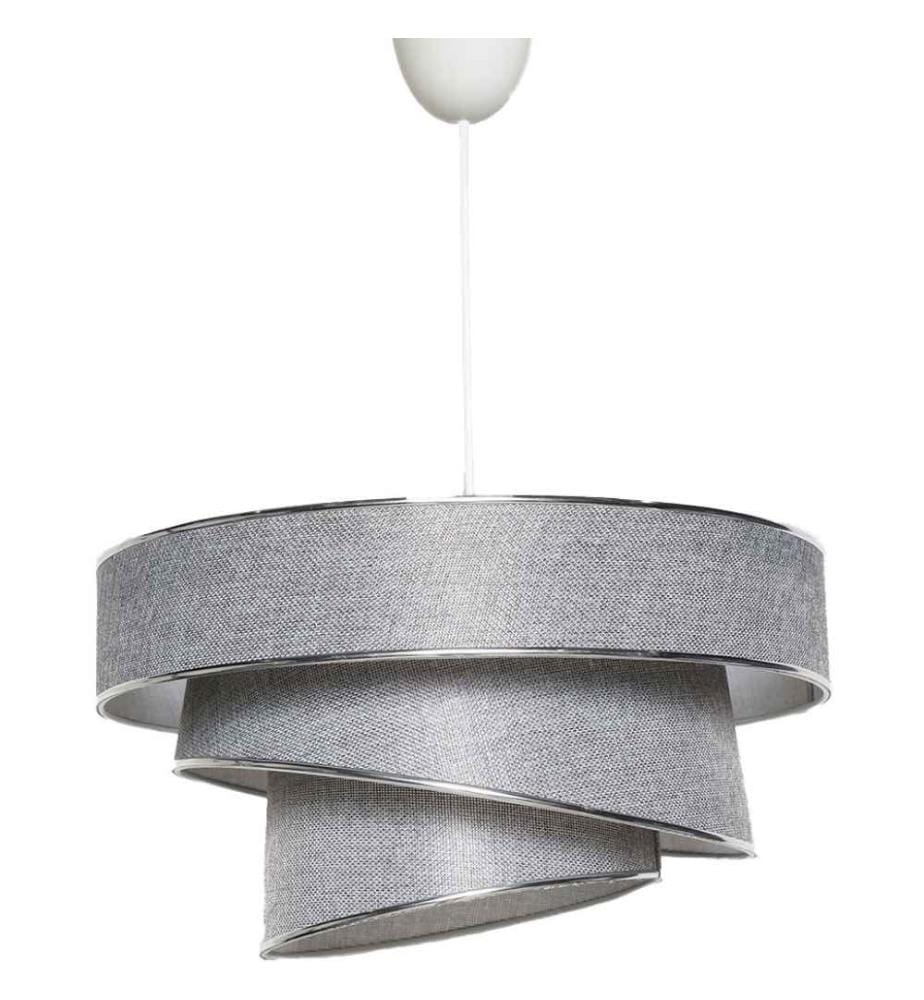Lustre, gris argent, corps en métal, capuchon en coton