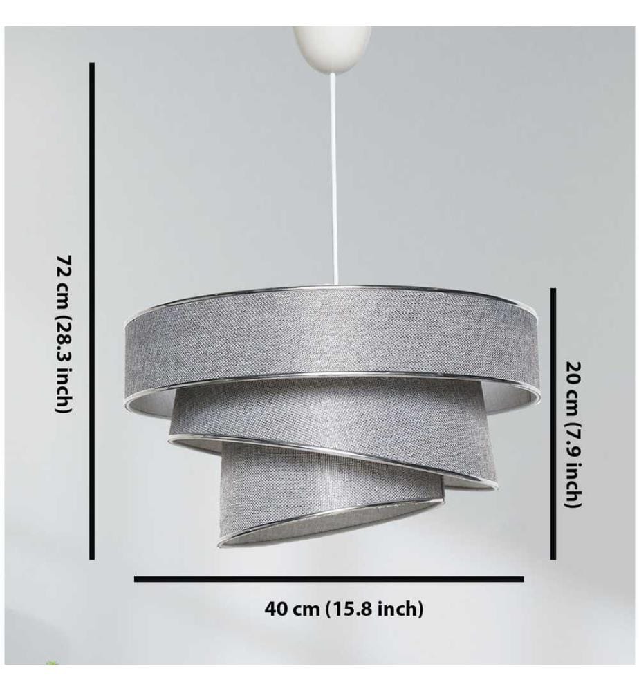 Lustre, gris argent, corps en métal, capuchon en coton