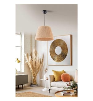 Lustre, crème, corps en métal, capuchon en jute
