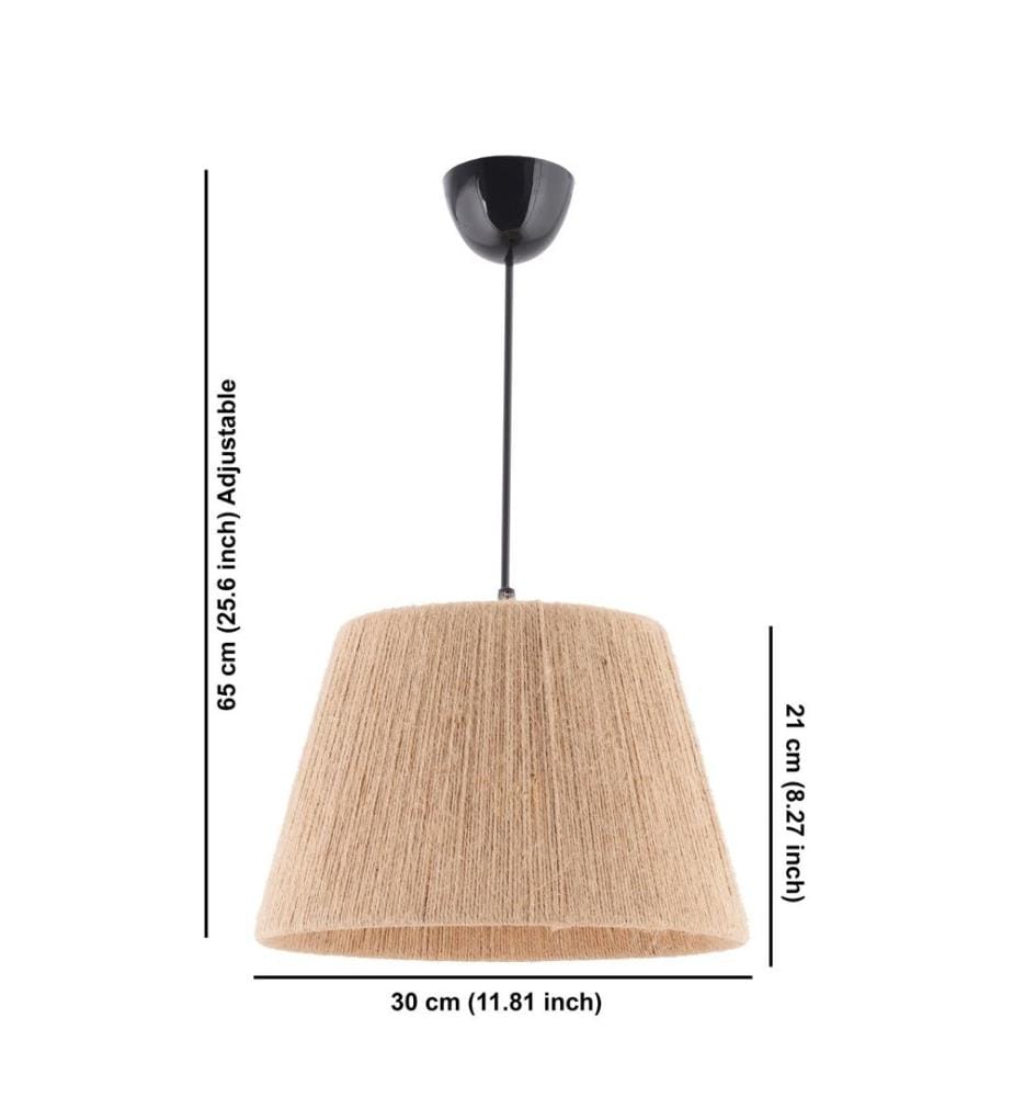 Lustre, crème, corps en métal, capuchon en jute