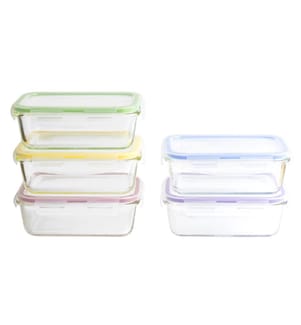 Pebbly 5er-Set Gläser mit Plastikdeckel - 850ml - Mehrfarbig