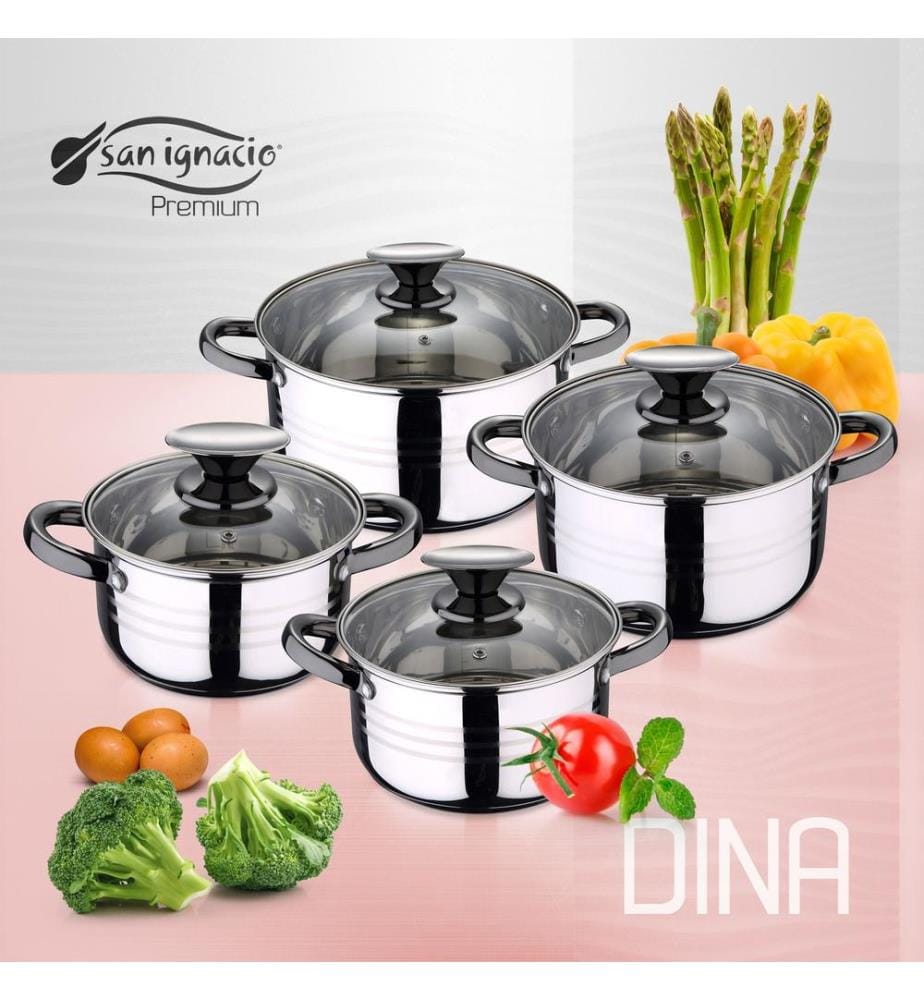 Ensemble de 11 casseroles et poêles Dina - Chrome et cuivre