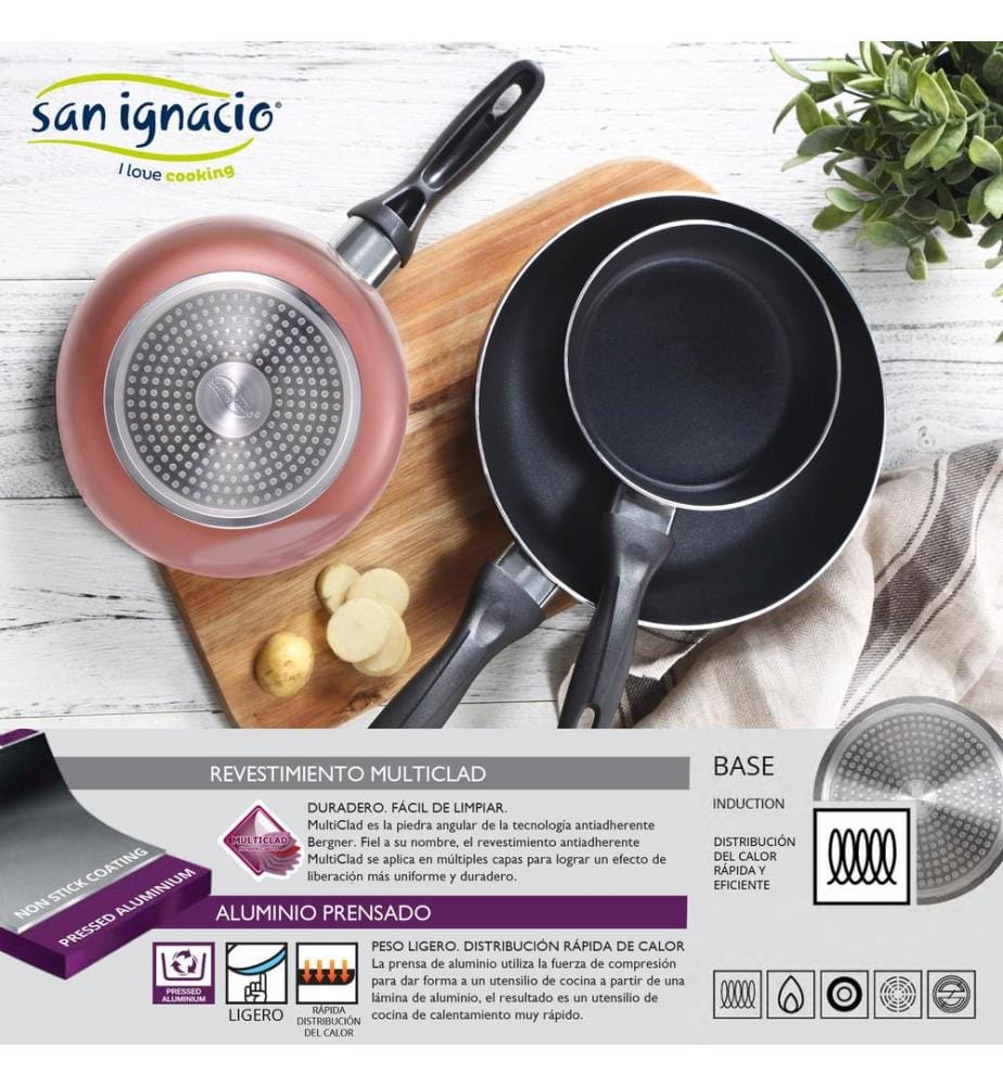 Ensemble de 11 casseroles et poêles Dina - Chrome et cuivre