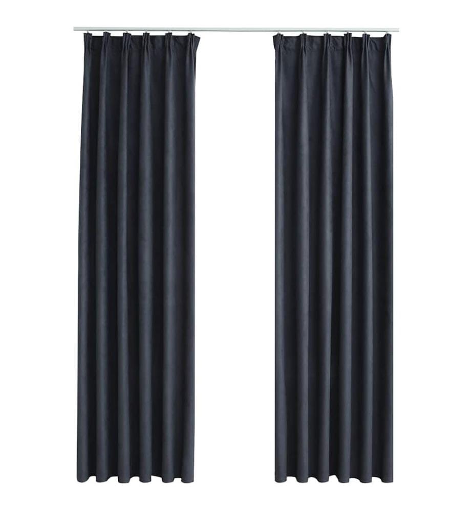 Verdunkelungsvorhänge mit Haken 2 Stk. Anthrazit 140x175 cm