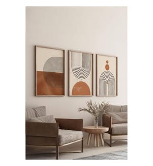 Lot de 3 tableaux encadrés - Multicolore