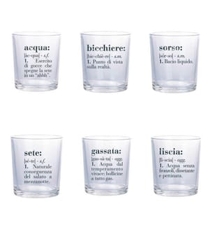 6er-Set Victionary Daily Gläser - 360 ml / Transparent / Schwarz