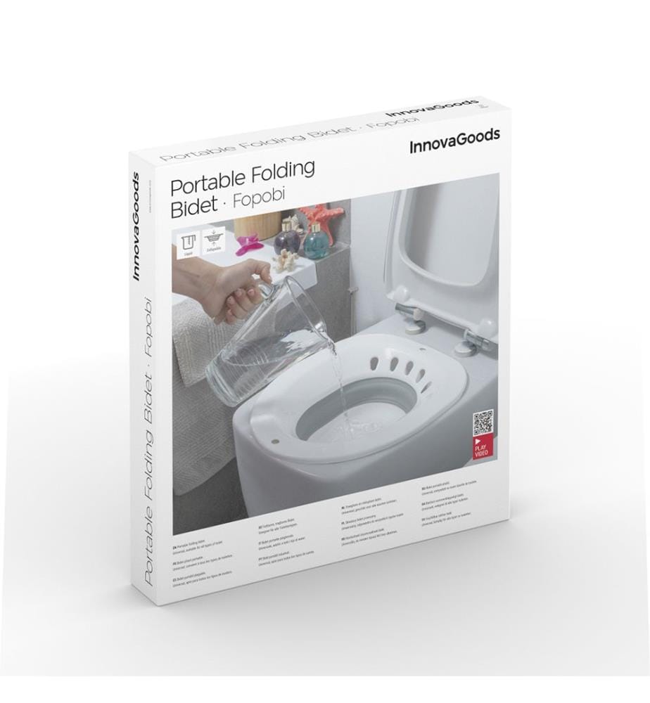 Bidet portable pliable pour WC Fopobi - Blanc et gris