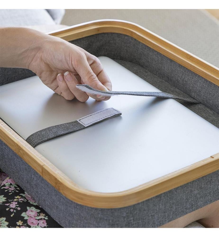 Bureau Portable avec Plateau de Rangement Larage - Marron