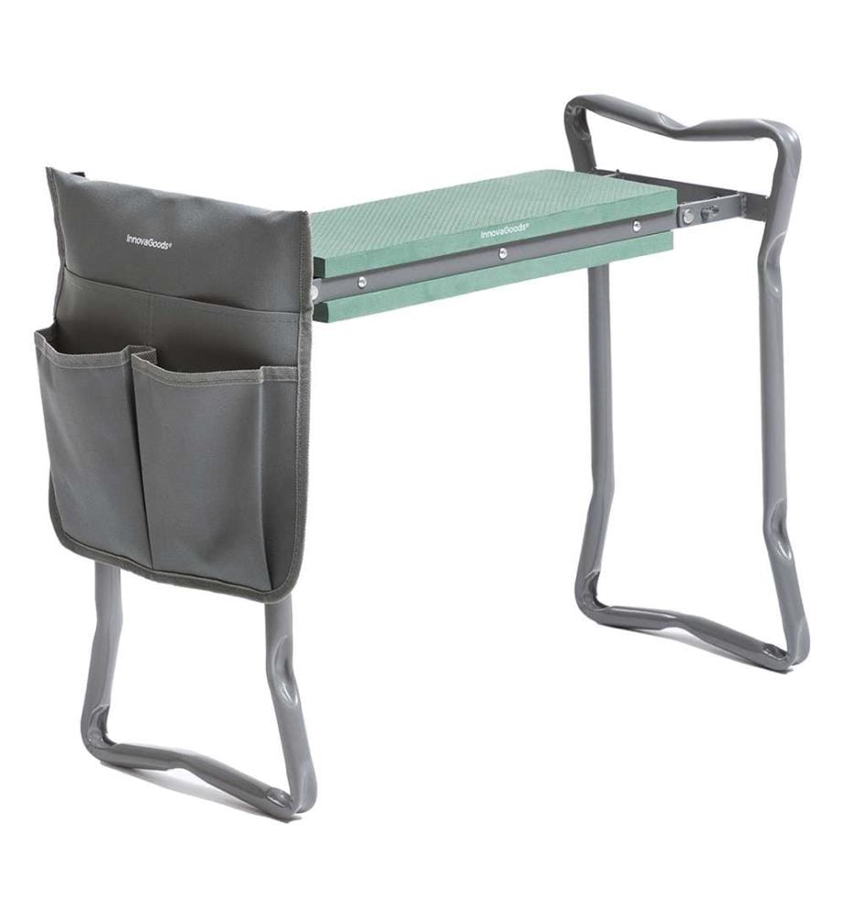 Siège de jardin pliant 3 en 1 avec sac pour outils Situl - Gris et vert