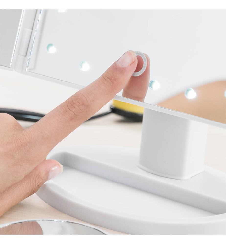 4-in -1 Vergrösserungs-LED-Spiegel - Weiss