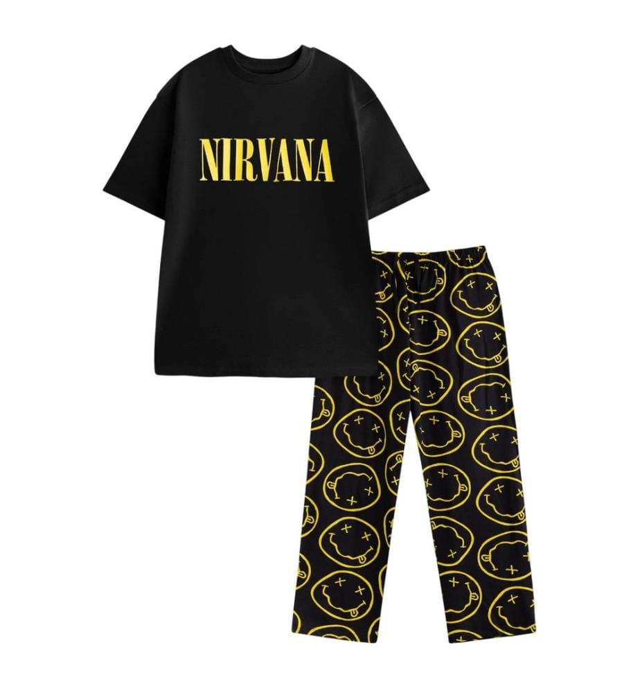 Nirvana - Schlafanzug mit langer Hose für Herren, kurzärmlig