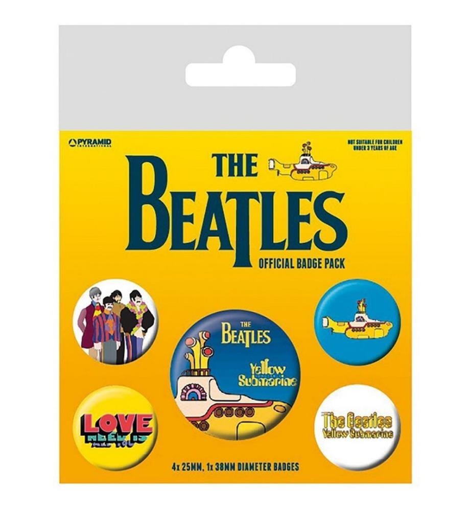 The Beatles - Anstecker-Set "Yellow Submarine" 5er-Pack - Metall