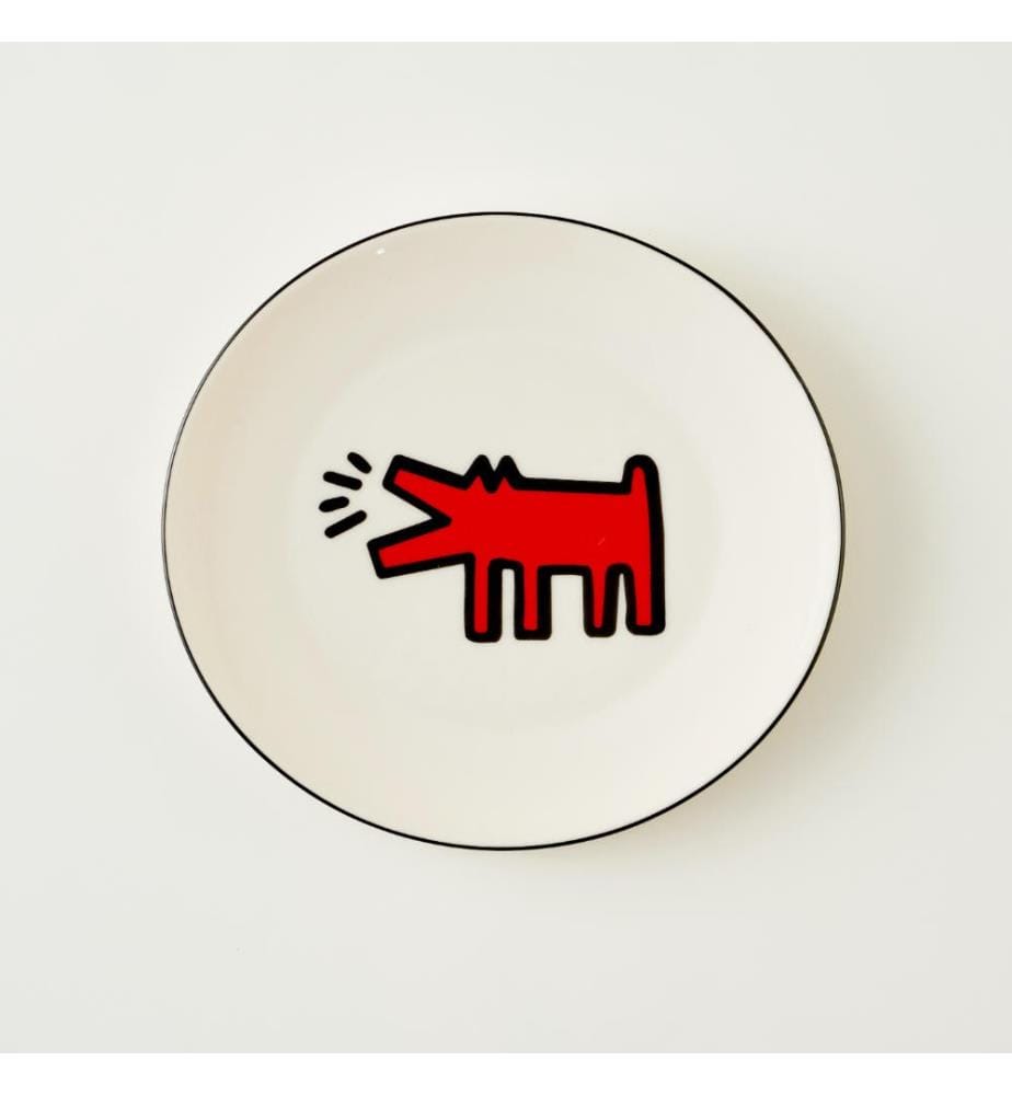 Assiette à pâtes « Paw » de Keith Haring - Rouge