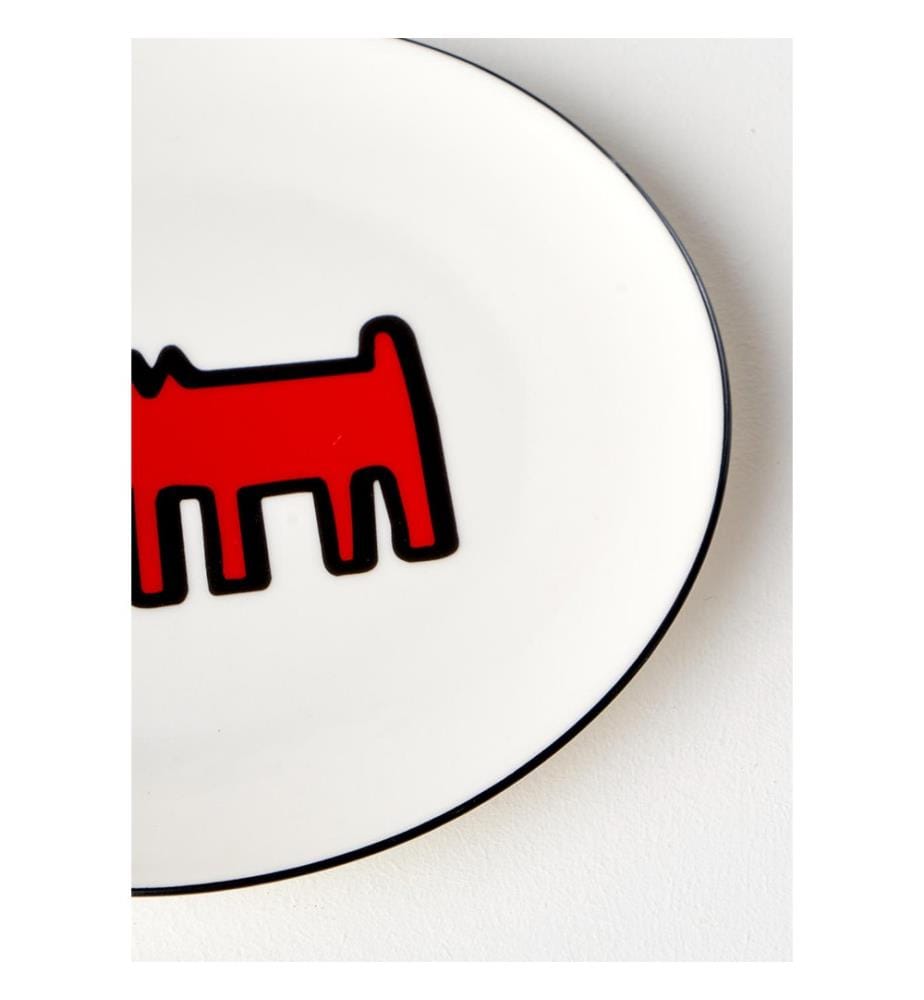 Assiette à pâtes « Paw » de Keith Haring - Rouge