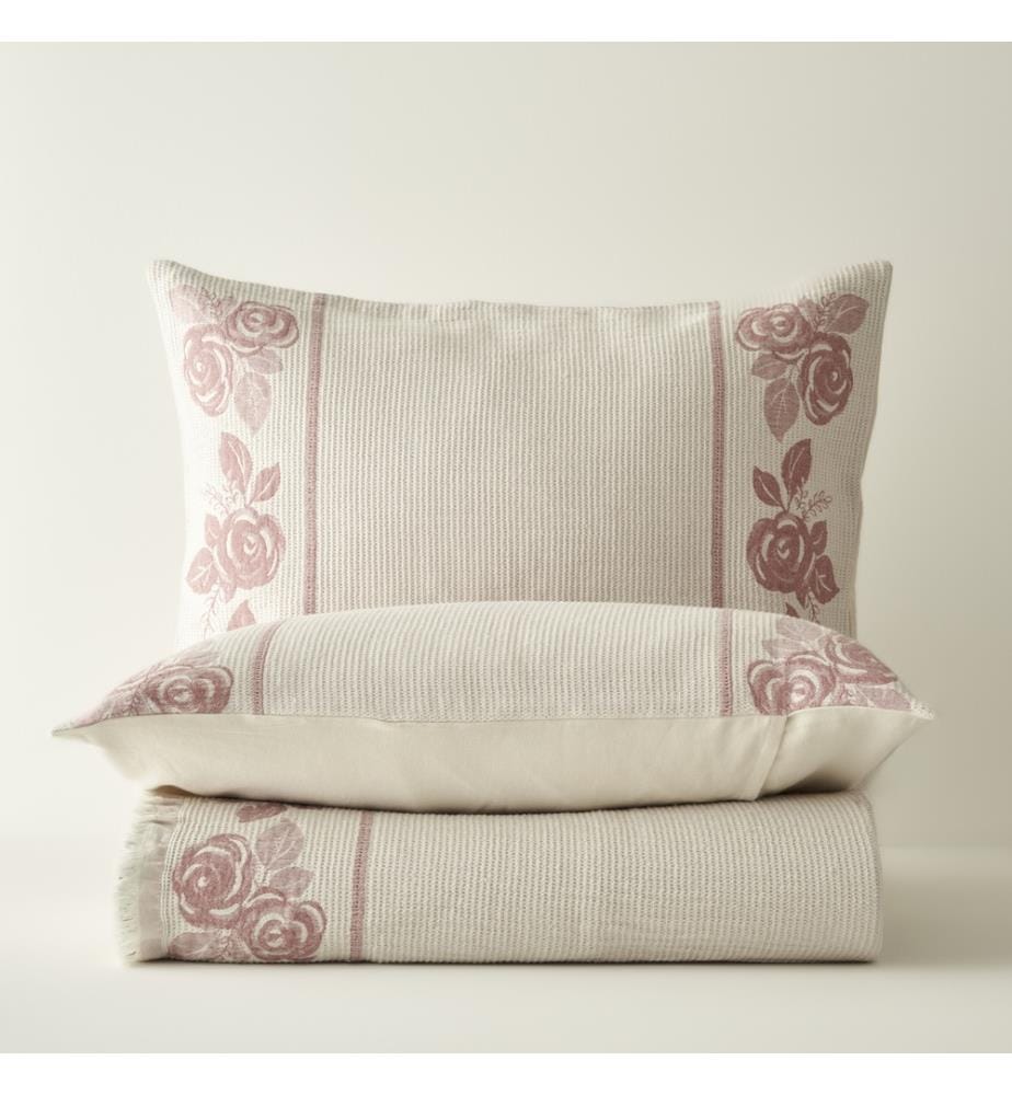 Couvre-lit double jacquard Rose 240x260 cm - Crème
