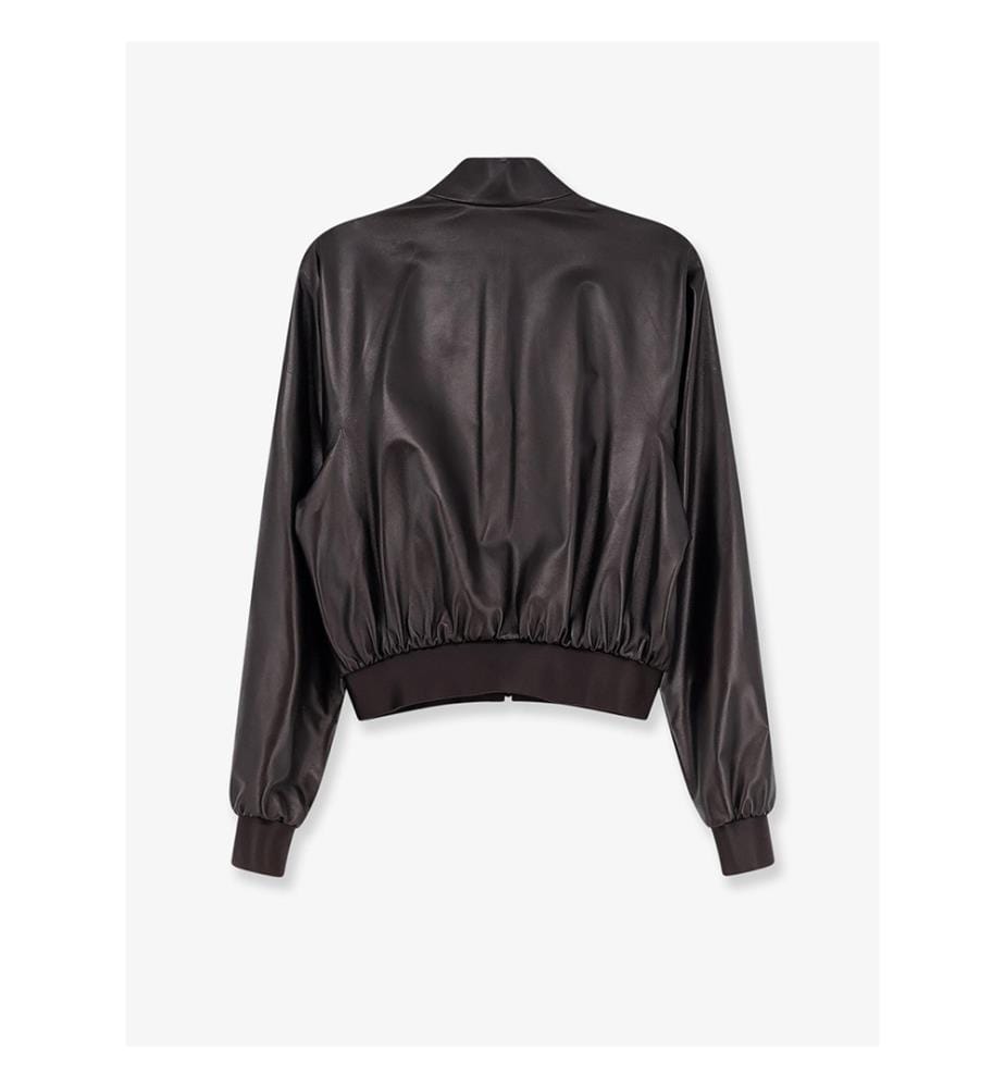 Blouson aviateur en cuir nappa souple - Marron