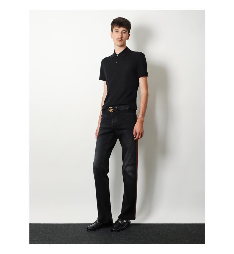 Blaue Jeans mit Nastro-Web-Profilen – Schwarz