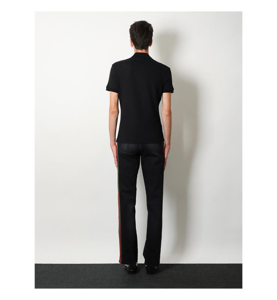 Blaue Jeans mit Nastro-Web-Profilen – Schwarz