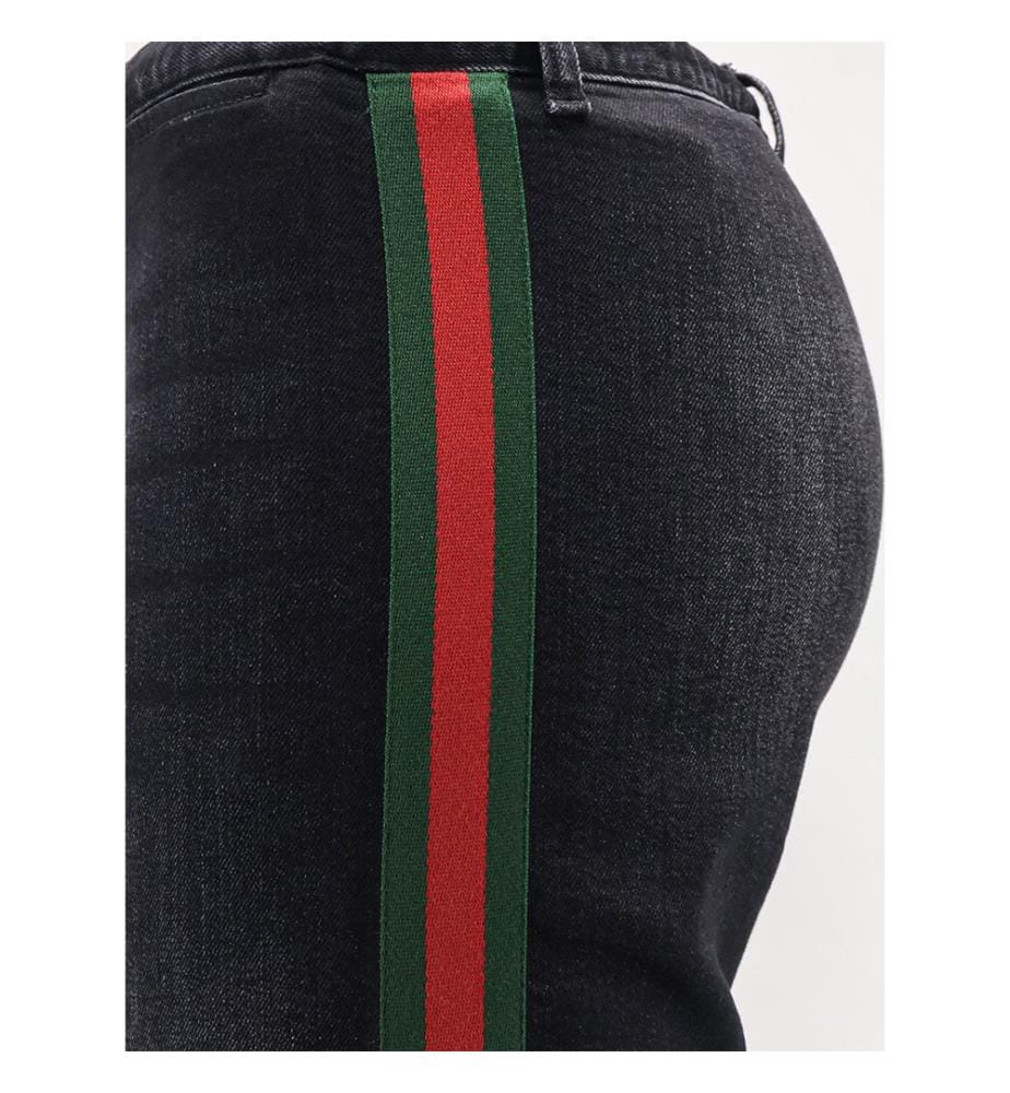 Blaue Jeans mit Nastro-Web-Profilen – Schwarz