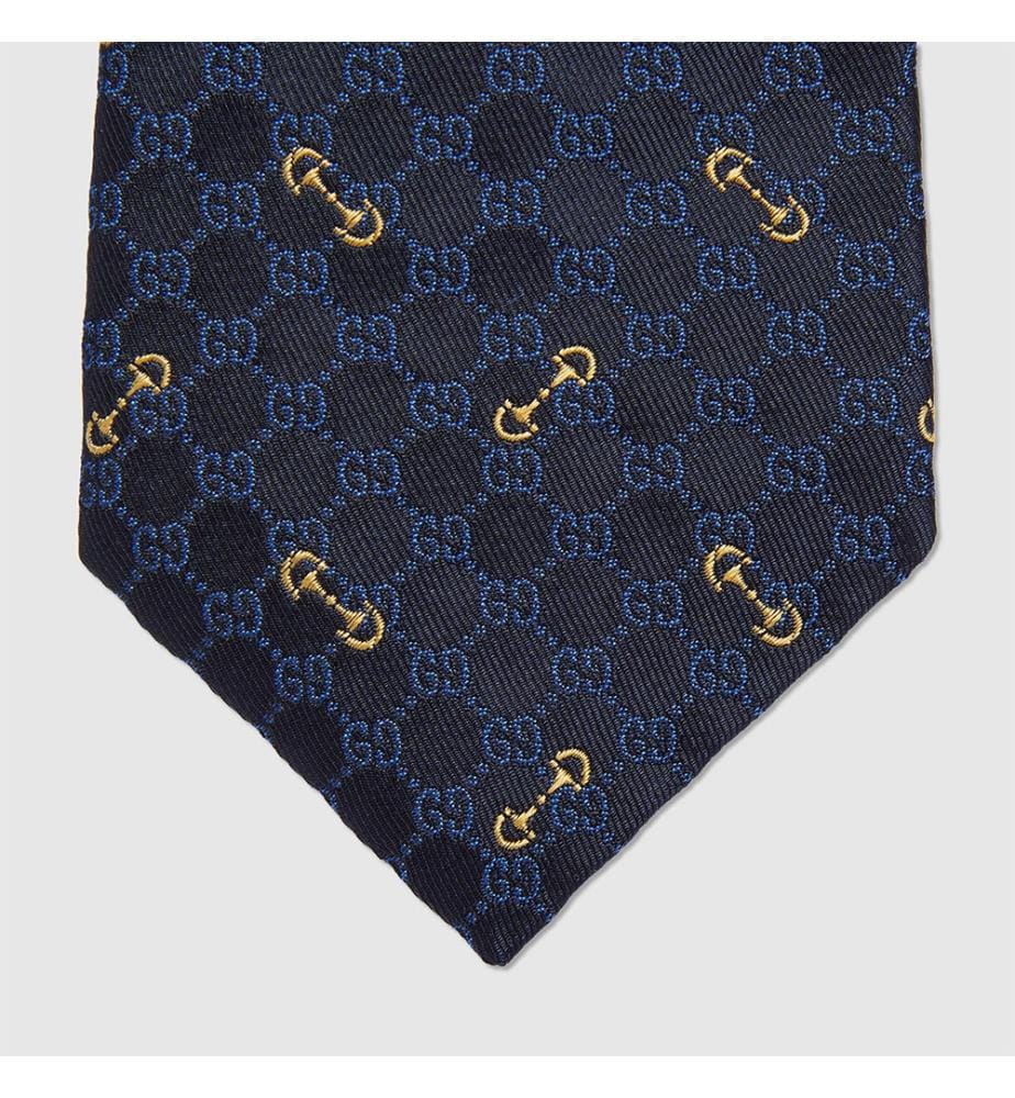 Cravatta in seta jacquard  - Blu scuro e blu chiaro